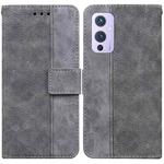 For OnePlus 9 Geometric Embossed Leather Phone Case(Grey)