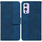For OnePlus 9 Geometric Embossed Leather Phone Case(Blue)