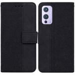 For OnePlus 9 Geometric Embossed Leather Phone Case(Black)
