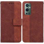 For OnePlus 9 Pro Geometric Embossed Leather Phone Case(Brown)