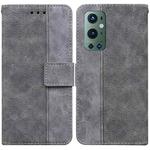 For OnePlus 9 Pro Geometric Embossed Leather Phone Case(Grey)