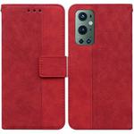 For OnePlus 9 Pro Geometric Embossed Leather Phone Case(Red)