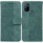 For OnePlus Nord N100 Geometric Embossed Leather Phone Case(Green)