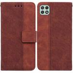 For Samsung Galaxy A22 5G Geometric Embossed Leather Phone Case(Brown)