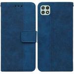 For Samsung Galaxy A22 5G Geometric Embossed Leather Phone Case(Blue)