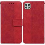 For Samsung Galaxy A22 5G Geometric Embossed Leather Phone Case(Red)