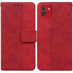 For Samsung Galaxy A03 164mm Geometric Embossed Leather Phone Case(Red)