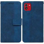For Samsung Galaxy A03 166mm Geometric Embossed Leather Phone Case(Blue)