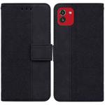 For Samsung Galaxy A03 166mm Geometric Embossed Leather Phone Case(Black)