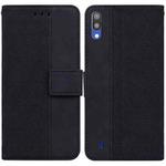 For Samsung Galaxy A10 / M10 Geometric Embossed Leather Phone Case(Black)