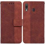 For Samsung Galaxy A20 / A30 Geometric Embossed Leather Phone Case(Brown)