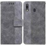 For Samsung Galaxy A20 / A30 Geometric Embossed Leather Phone Case(Grey)