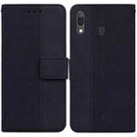 For Samsung Galaxy A20 / A30 Geometric Embossed Leather Phone Case(Black)