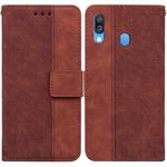 For Samsung Galaxy A40 Geometric Embossed Leather Phone Case(Brown)