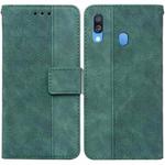 For Samsung Galaxy A40 Geometric Embossed Leather Phone Case(Green)