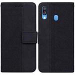 For Samsung Galaxy A40 Geometric Embossed Leather Phone Case(Black)