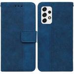 For Samsung Galaxy A73 5G Geometric Embossed Leather Phone Case(Blue)