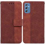 For Samsung Galaxy M52 5G Geometric Embossed Leather Phone Case(Brown)