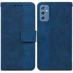 For Samsung Galaxy M52 5G Geometric Embossed Leather Phone Case(Blue)