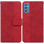 For Samsung Galaxy M52 5G Geometric Embossed Leather Phone Case(Red)