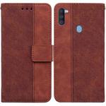 For Samsung Galaxy A11 / M11 EU Version Geometric Embossed Leather Phone Case(Brown)
