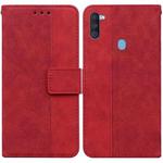 For Samsung Galaxy A11 / M11 EU Version Geometric Embossed Leather Phone Case(Red)