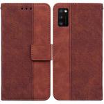 For Samsung Galaxy A41 Geometric Embossed Leather Phone Case(Brown)