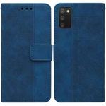 For Samsung Galaxy A02s 164.2mm US Version Geometric Embossed Leather Phone Case(Blue)