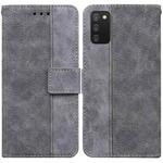 For Samsung Galaxy A03s 166.5mm EU Version Geometric Embossed Leather Phone Case(Grey)