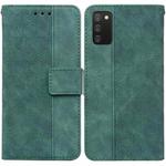 For Samsung Galaxy A03s 166.5mm EU Version Geometric Embossed Leather Phone Case(Green)