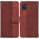 For Samsung Galaxy A51 5G Geometric Embossed Leather Phone Case(Brown)