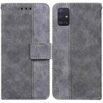 For Samsung Galaxy A51 5G Geometric Embossed Leather Phone Case(Grey)