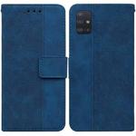 For Samsung Galaxy A51 5G Geometric Embossed Leather Phone Case(Blue)