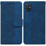 For Samsung Galaxy A71 5G Geometric Embossed Leather Phone Case(Blue)