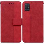 For Samsung Galaxy A71 5G Geometric Embossed Leather Phone Case(Red)