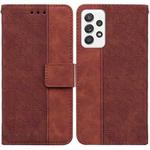 For Samsung Galaxy A72 4G / 5G Geometric Embossed Leather Phone Case(Brown)