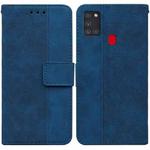 For Samsung Galaxy A21s Geometric Embossed Leather Phone Case(Blue)