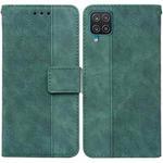 For Samsung Galaxy A22 4G Geometric Embossed Leather Phone Case(Green)