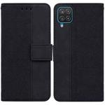 For Samsung Galaxy A22 4G Geometric Embossed Leather Phone Case(Black)