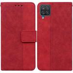 For Samsung Galaxy A22 4G Geometric Embossed Leather Phone Case(Red)