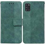 For Samsung Galaxy A31 Geometric Embossed Leather Phone Case(Green)