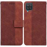 For Samsung Galaxy F22 4G Geometric Embossed Leather Phone Case(Brown)