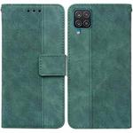 For Samsung Galaxy F22 4G Geometric Embossed Leather Phone Case(Green)