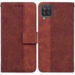 For Samsung Galaxy M32 4G Indian / International Version Geometric Embossed Leather Phone Case(Brown)