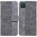 For Samsung Galaxy M32 4G Indian / International Version Geometric Embossed Leather Phone Case(Grey)