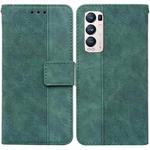 For OPPO Find X3 Neo / Reno5 Pro+ 5G Geometric Embossed Leather Phone Case(Green)