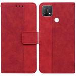 For OPPO A15 / A15s Geometric Embossed Leather Phone Case(Red)
