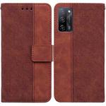 For OPPO A55 5G / A53s 5G Geometric Embossed Leather Phone Case(Brown)