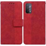 For OPPO A74 5G / A93 5G / A54 5G Geometric Embossed Leather Phone Case(Red)