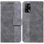 For OPPO A74 4G / F19 4G Geometric Embossed Leather Phone Case(Grey)